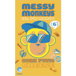 Photo of Messy Monkeys Gluten Free Cheese Corn Puffs 6 Pack