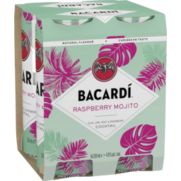 Photo of Bacardi Raspberry Mojto Cocktail Rtd 250ml 4 Pack 250ml