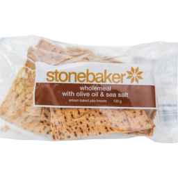 Photo of Stonebaker Wholemeal With Olive Oil & Sea Salt Pita Bread 120g