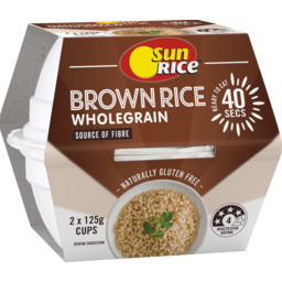 Photo of Sunrice Steamed Rice Brown Whole Grain Rice Microwave Quick Cups Gluten Free 2 Pack 250g