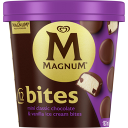 Photo of Streets Magnum Mini Classic Chocolate & Vanilla Ice Cream Bites 12 Pack 183ml