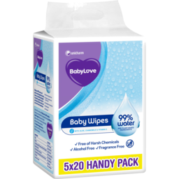 Photo of Babylove Baby Wipes 99% Water Handy Pack 100 Pack