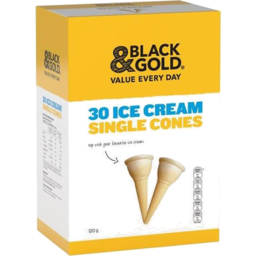 Photo of Black & Gold Ice Cream Cones Singles 30pk