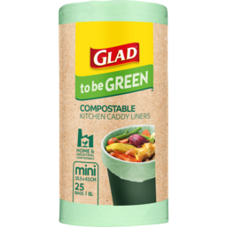 Photo of Glad To Be Green Mini Compostable Kitchen Caddy Liners 25 Pack