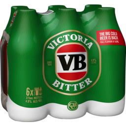 Photo of Victoria Bitter VB Bottles 6x375ml
