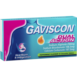 Photo of Gaviscon Dual Action Chewable Tablets Peppermint Heartburn & Indigestion Relief 16 Pack 
