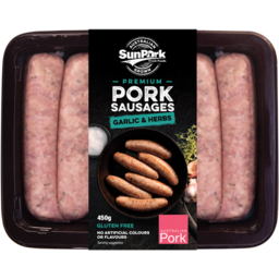 Photo of SunPork Pork Sausages Garlic & Herb 450gm