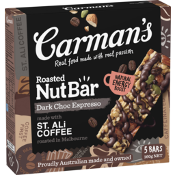 Photo of Carman's Roasted Nut Bars Dark Choc Espresso 5 Pack 160g 160g