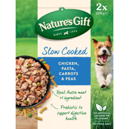 Photo of Nature's Gift Slow Cooked Chicken, Pasta, Carrot & Peas, Ready To Serve Meal, Chilled Dog Food 2x220g