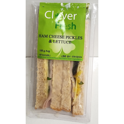 Photo of Clover Fresh Sandwich Ham, Cheese, Mustard Pickles & Lettuce on Wholemeal Bread