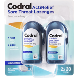 Photo of Codral Actirelief Sore Throat Lozenges Anaesthetic Coolmint 2 X 20 Pack