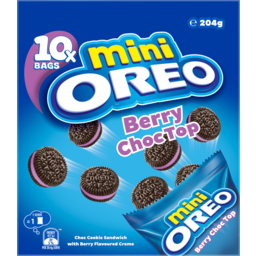 Photo of Oreo Berry Choc Top Mini Cookies 10 Pack 204g
