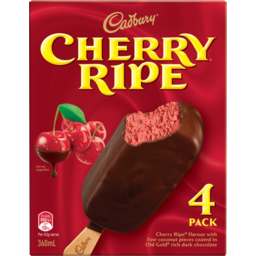Photo of Cadbury Cherry Ripe Ice Cream 4 Pack 360ml