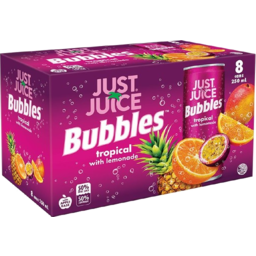 Photo of Just Juice Bubbles Fruit Drink Tropical 8 Pack