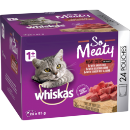 Photo of Whiskas So Meaty Wet Cat Food Meat Cuts In Gravy 24x85g Pouches 24.0x85g