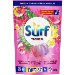 Photo of Surf Tropical Front & Top Loader Laundry Capsules 234g 18 Pack