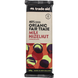 Photo of Trade Aid Fair Trade Chocolate Organic 40% Milk Hazelnut 100g