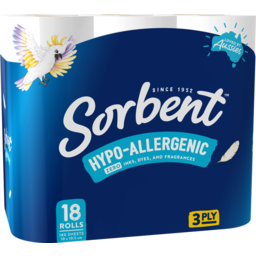 Photo of Sorbent Hypo Allergenic 3 Ply Toilet Tissue 18 Pack