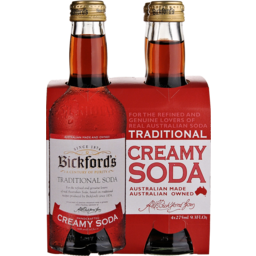 Photo of Bickfords Traditional Handcrafted Creamy Soda With Artificial Flavour Bottles 4x275ml