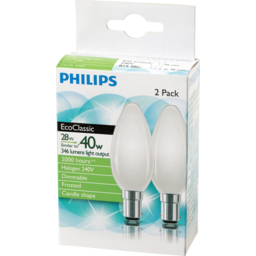 Photo of Philips Classic Halogen B35 28w B15 240v Frosted 2 Pack