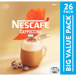 Photo of Nescafe Cappuccino Skim Coffee Sachets 26 Pack 332g