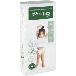 Photo of Tooshies By Tom Organic Bamboo Nappies 13- Size 5 32 Pack