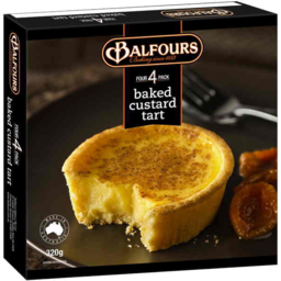 Photo of Balfours Frozen Baked Custard Tart 4pk 320g