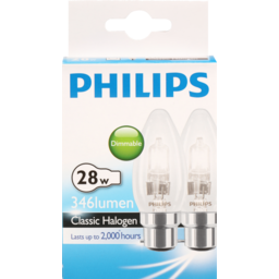 Photo of Philips Halogen Light Bulb Candle 28w B22 Clear 2 Pk