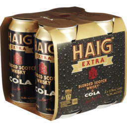 Photo of Haig Extra Blended Scotch Whisky & Cola 4 Pack 375ml