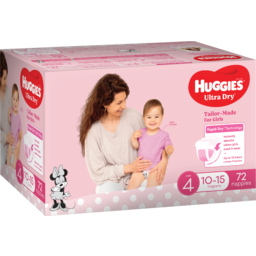 Photo of Huggies Ultra Dry Nappies Girls Size 4 (10-15kg) 72 Pack 