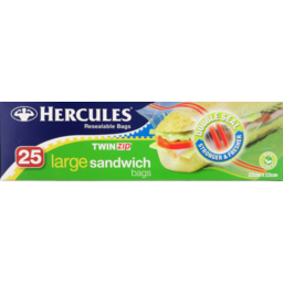 Photo of Hercules Twin Zip Large Sandwich Resealable Bags 25 Pack