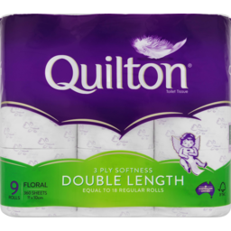 Photo of Quilton Floral Double Length Toilet Tissue 3 Ply 9 Pack