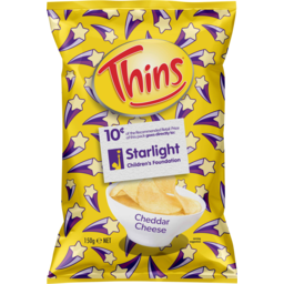 Photo of Thins Starlight Children's Foundation Cheddar Cheese Chips 150g