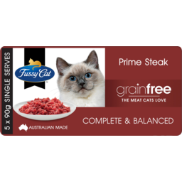 Photo of Vip Petfoods Fussy Cat Prime Steak Mince 5 Single Serves Cat Food 450g
