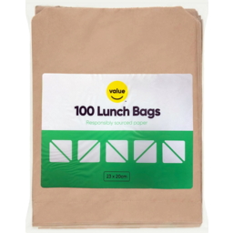 Photo of Value Brown Paper Lunch Bags 100 Pack