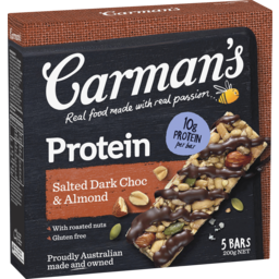 Photo of Carman's Protein Bars Salted Dark Choc & Almond 5 Pack