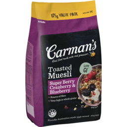 Photo of Carman's Toasted Muesli Super Berry Cranberry & Blueberry Value Pack 875g