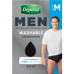 Photo of Depend Men Brief Medium Black Washable Underwear Single Pack