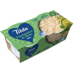 Photo of Tilda Coriander & Lime Rice Microwave Quick Cups 2 Pack 2x125g