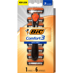 Photo of Bic Hybrid Comfort 3 Blade Razor + Cartridges 6 Pack
