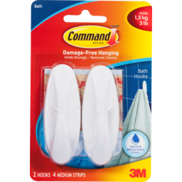 Photo of Command Damage Free Hanging Bath Hook Water Resistant 2 Pack