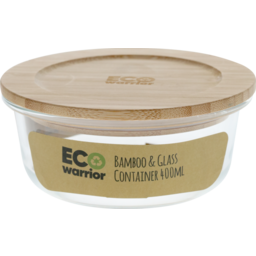 Photo of Zinc Eco Warrior Glass & Bamboo Container 400ml