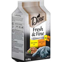 Photo of Dine Fresh & Fine Adult Wet Cat Food In Gravy Chicken & Turkey 6x50g Pouches 6.0x50g