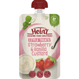 Photo of Heinz Little Treats Strawberry & Vanilla Custard Baby Food Pouch 8+ Months 120g
