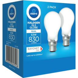 Photo of Olsent Halogen Round Bulb Bayonet 53w Pearl 2 Pack