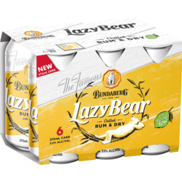 Photo of Bundaberg Lazy Bear Rum & Dry With Natural Lime 6 Pack 375ml