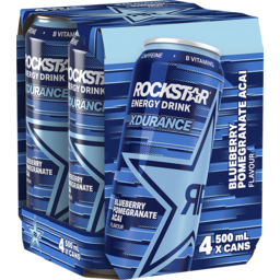 Photo of Rockstar Xdurance Blueberry Pomegranate Acai Energy Drink 4 X 500ml 4.0x500ml