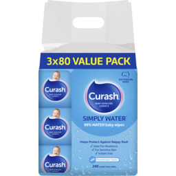 Photo of Curash Babycare Simply Water Baby Wipes 80.0x3