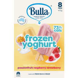 Photo of Bulla Frozen Yoghurt Strawberry Passionfruit Raspberry 8 Pack 472g