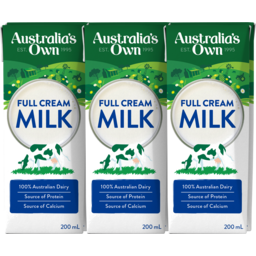 Photo of Australia's Own Full Cream Milk 6x200ml 6.0x200ml